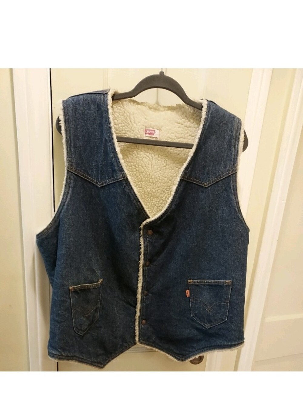 Levi's Men's Sherpa-Lined Denim Vintage Vest in Dark Blue